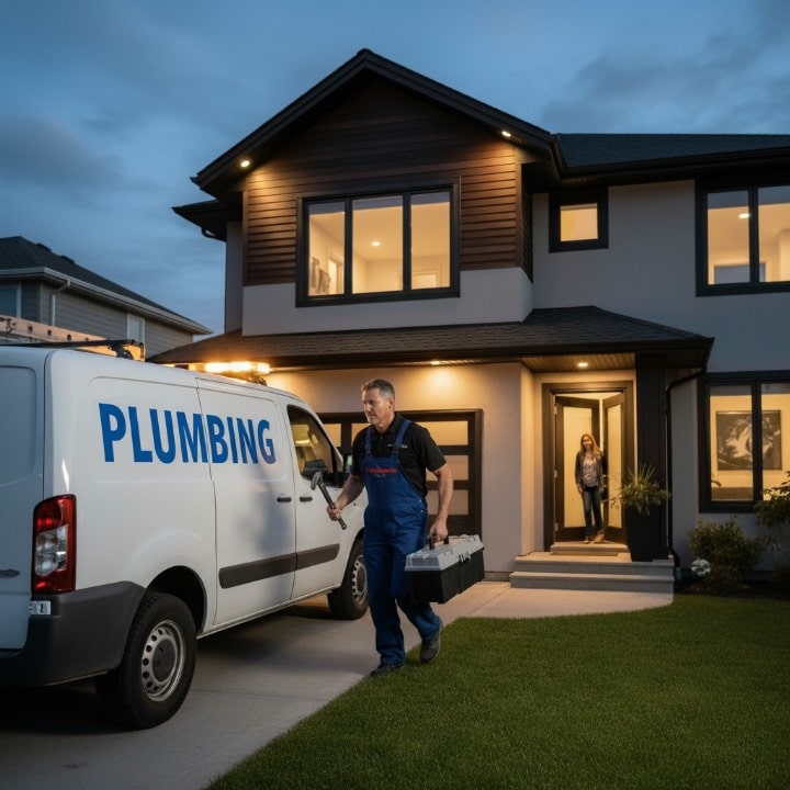 Emergency plumber arriving